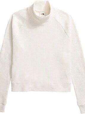 The North Face Cream Waffle-Knit Mock Neck Pullover